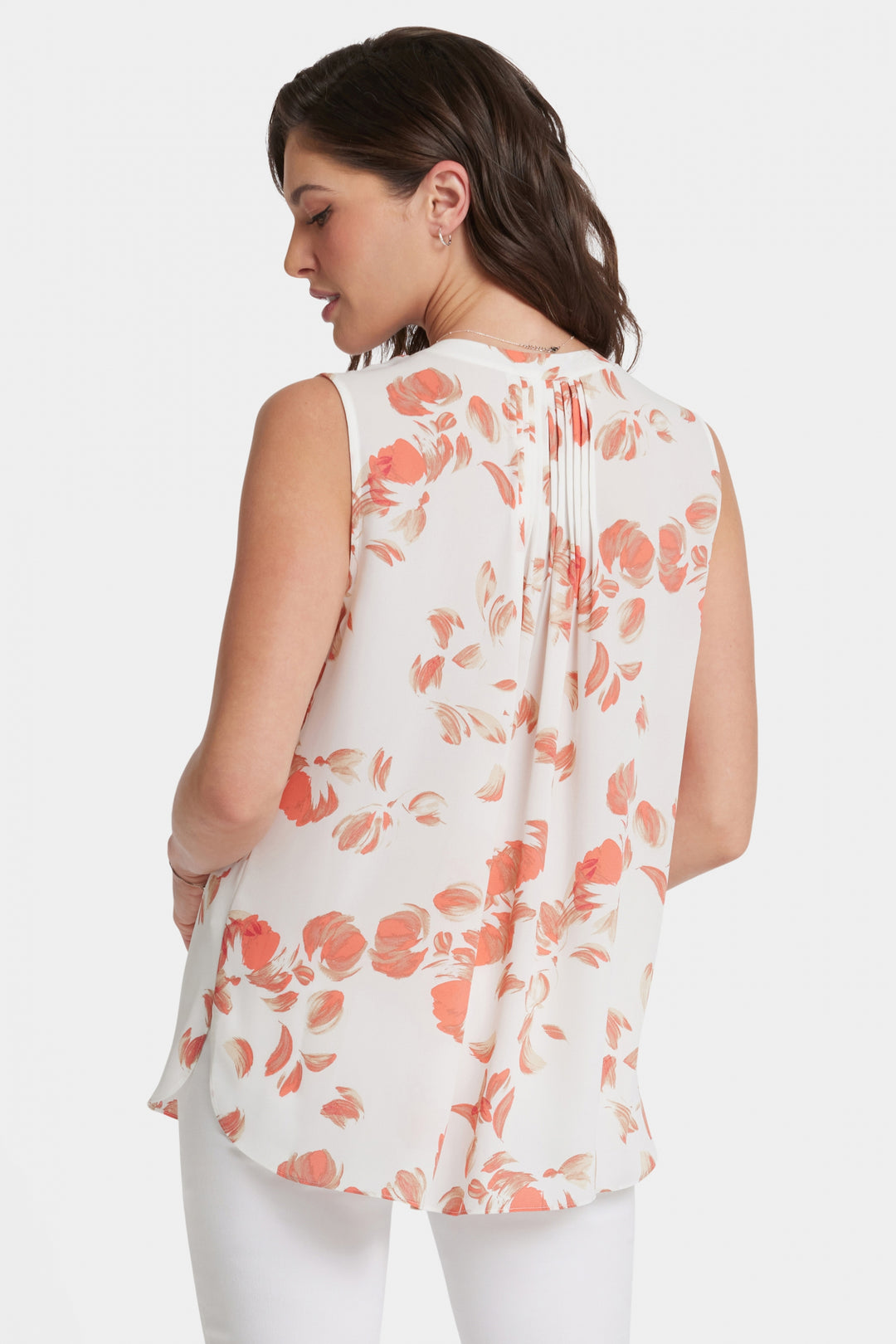 Sleeveless Pintuck Blouse Abstraktem Blumendruck | Aurora