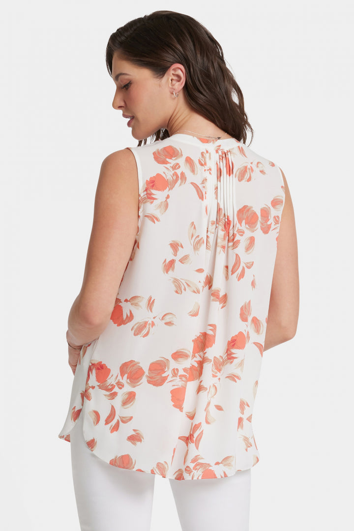 Sleeveless Pintuck Blouse Abstraktem Blumendruck | Aurora