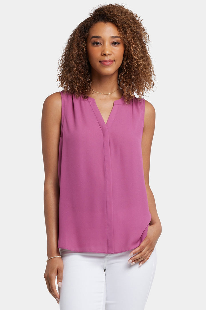 Ärmellose Pintuck Bluse | Red Violet