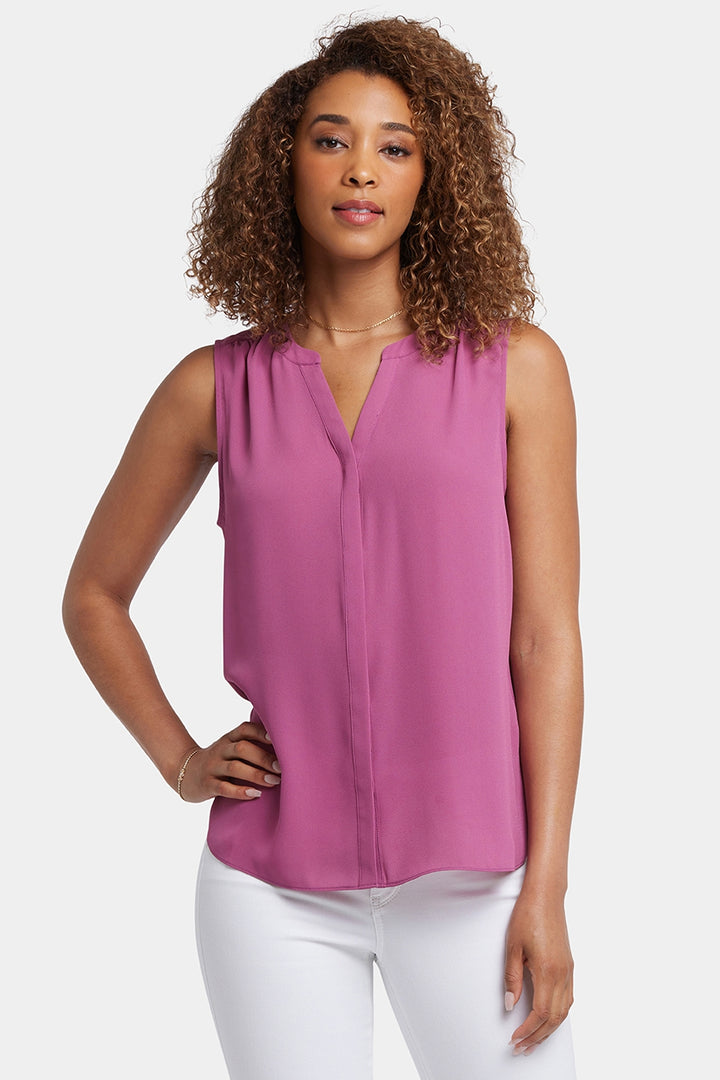 Ärmellose Pintuck Bluse | Red Violet