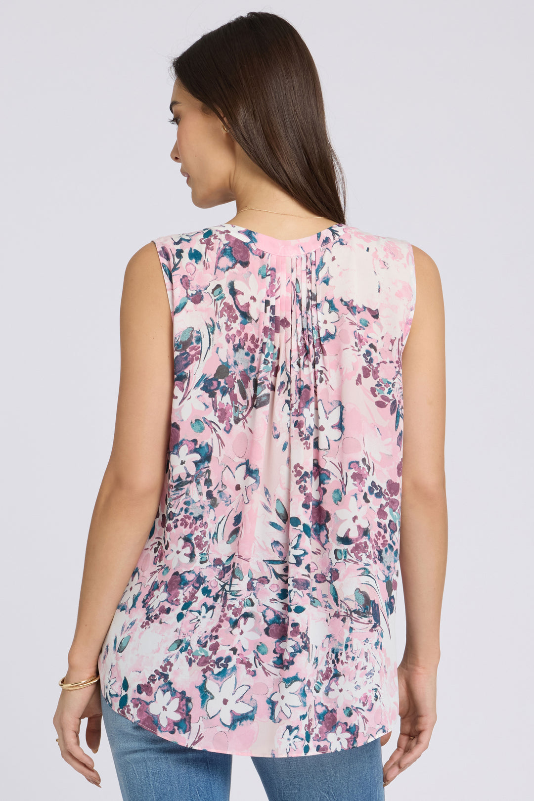 Ärmellose Pintuck Bluse | Floral Dreams