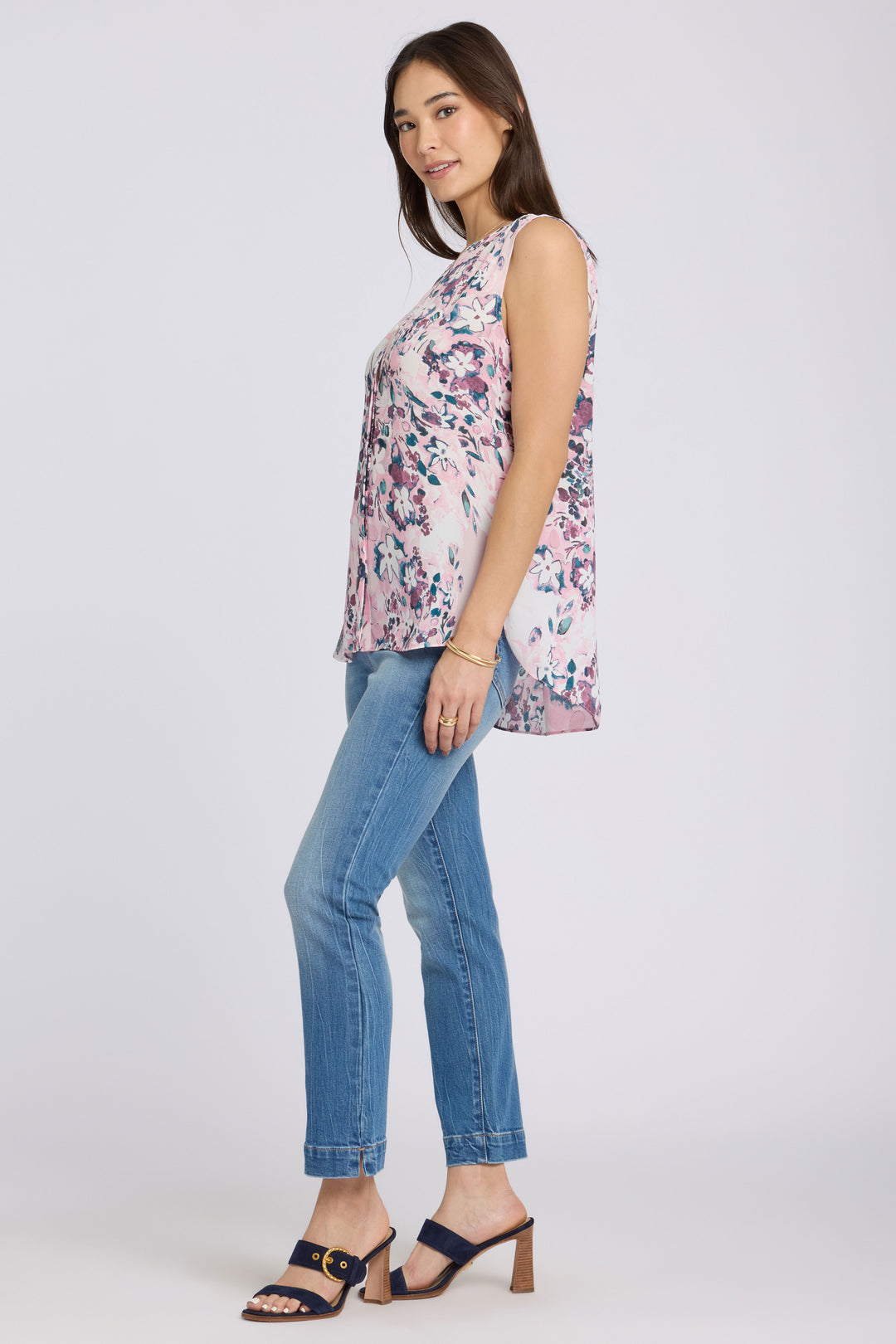 Ärmellose Pintuck Bluse | Floral Dreams