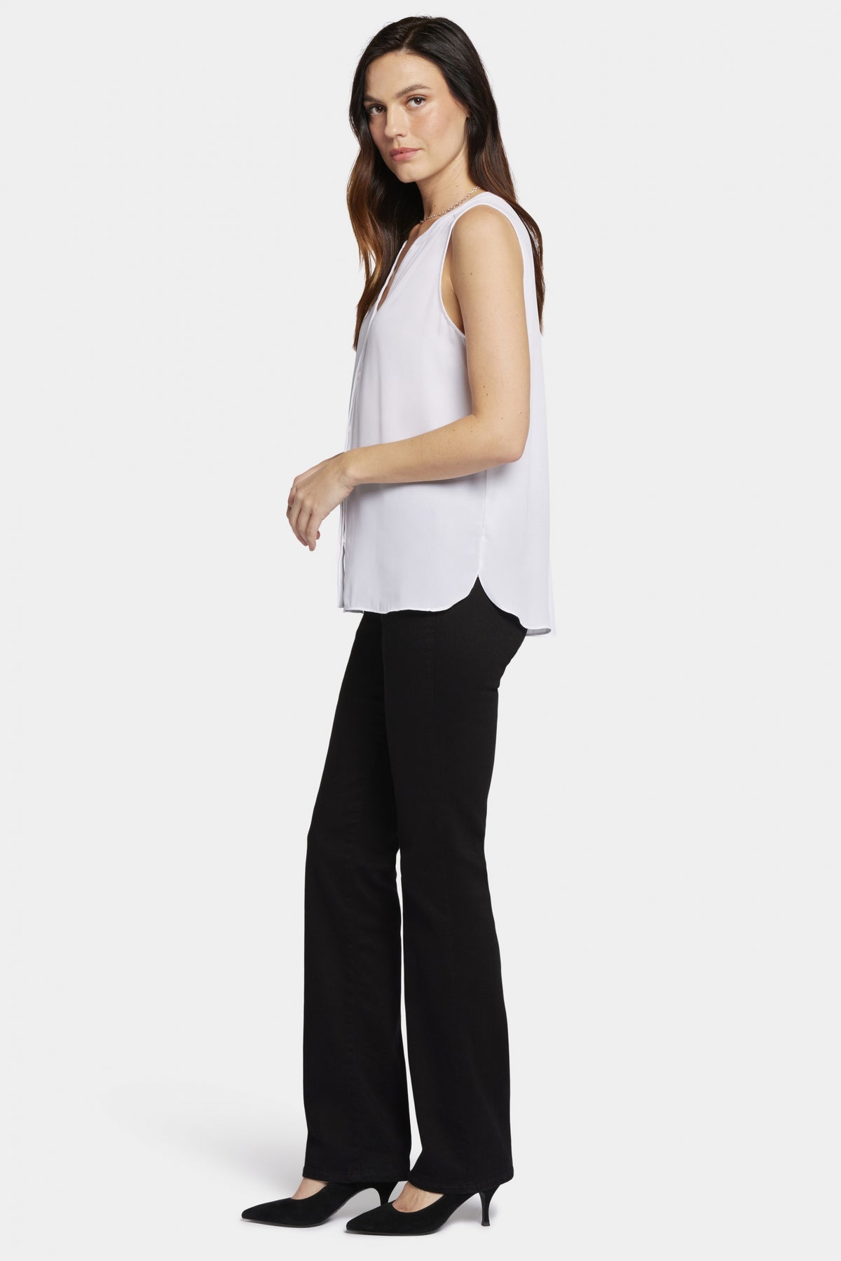 Sleeveless Pintuck Blouse | Optic White | Top | NYDJ