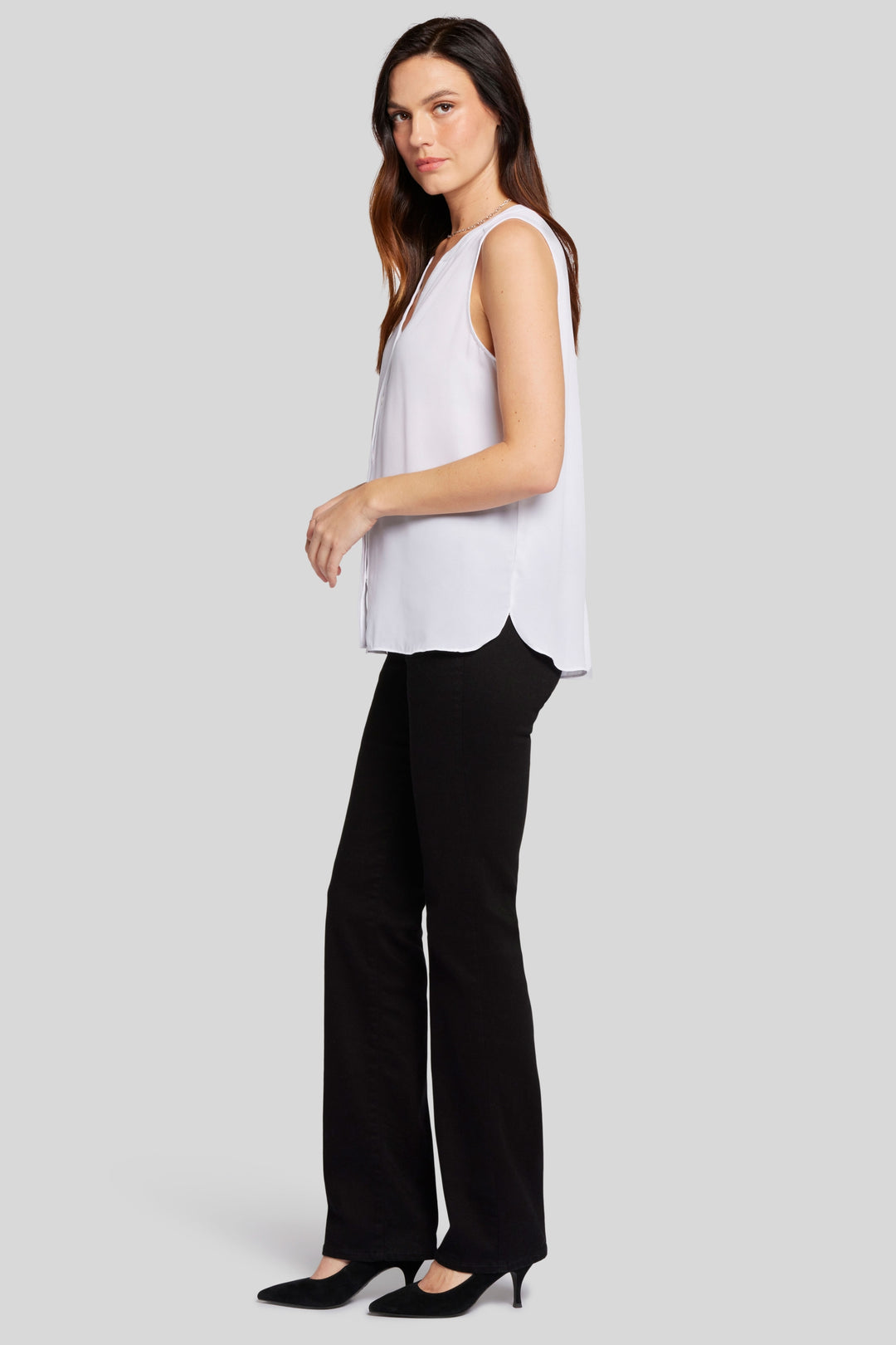 Ärmellose Pintuck Bluse | Optic White