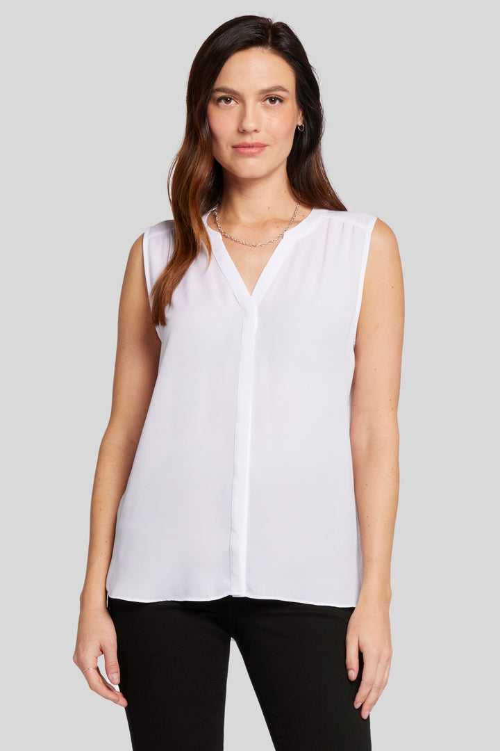 Ärmellose Pintuck Bluse | Optic White
