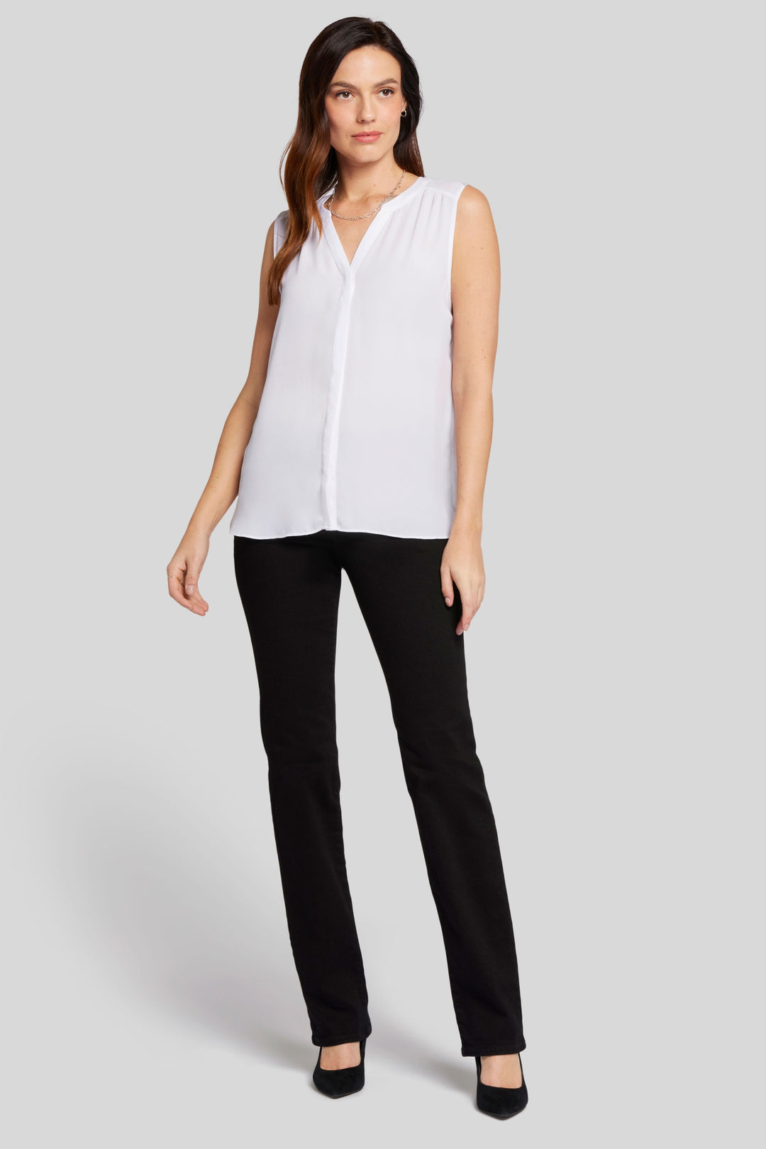 Ärmellose Pintuck Bluse | Optic White