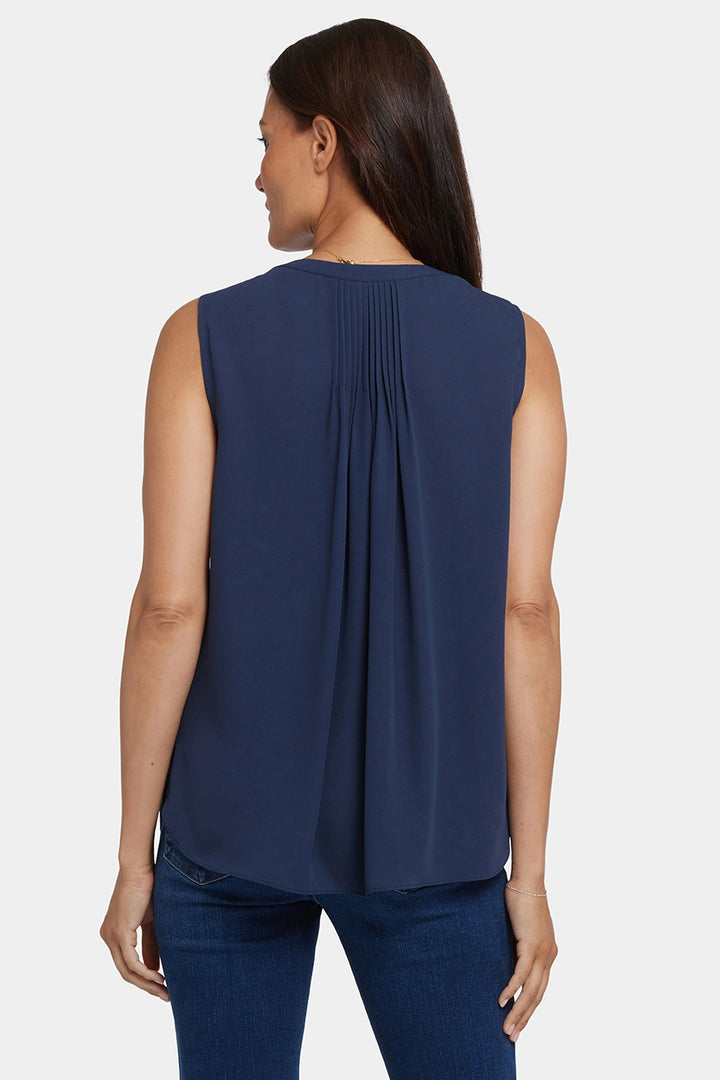 Ärmellose Pintuck-Bluse | Oxford Navy