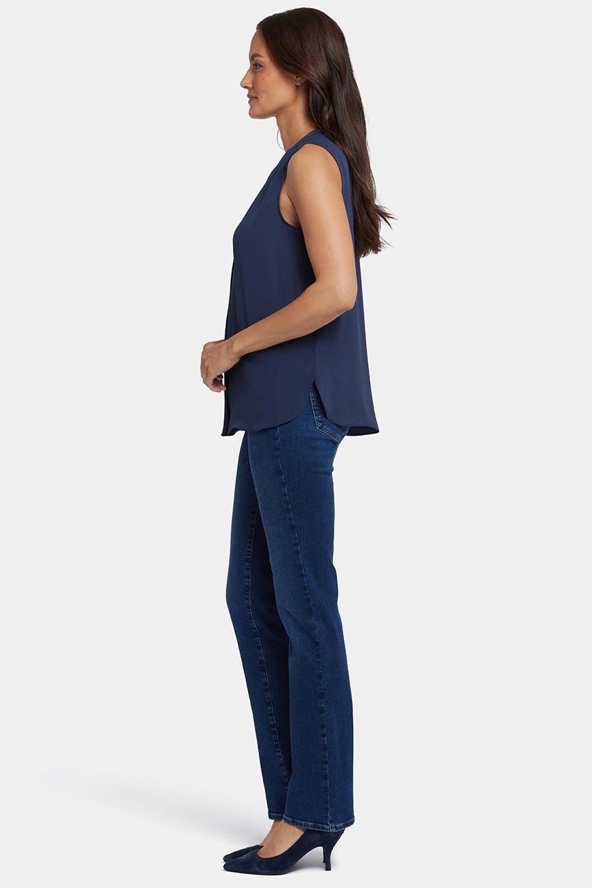 Ärmellose Pintuck-Bluse | Oxford Navy