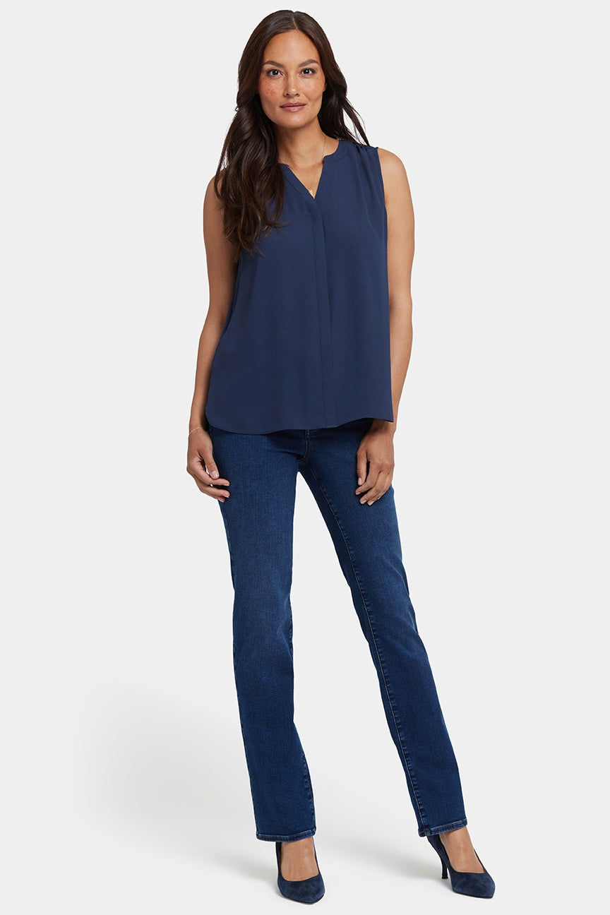 Ärmellose Pintuck-Bluse | Oxford Navy