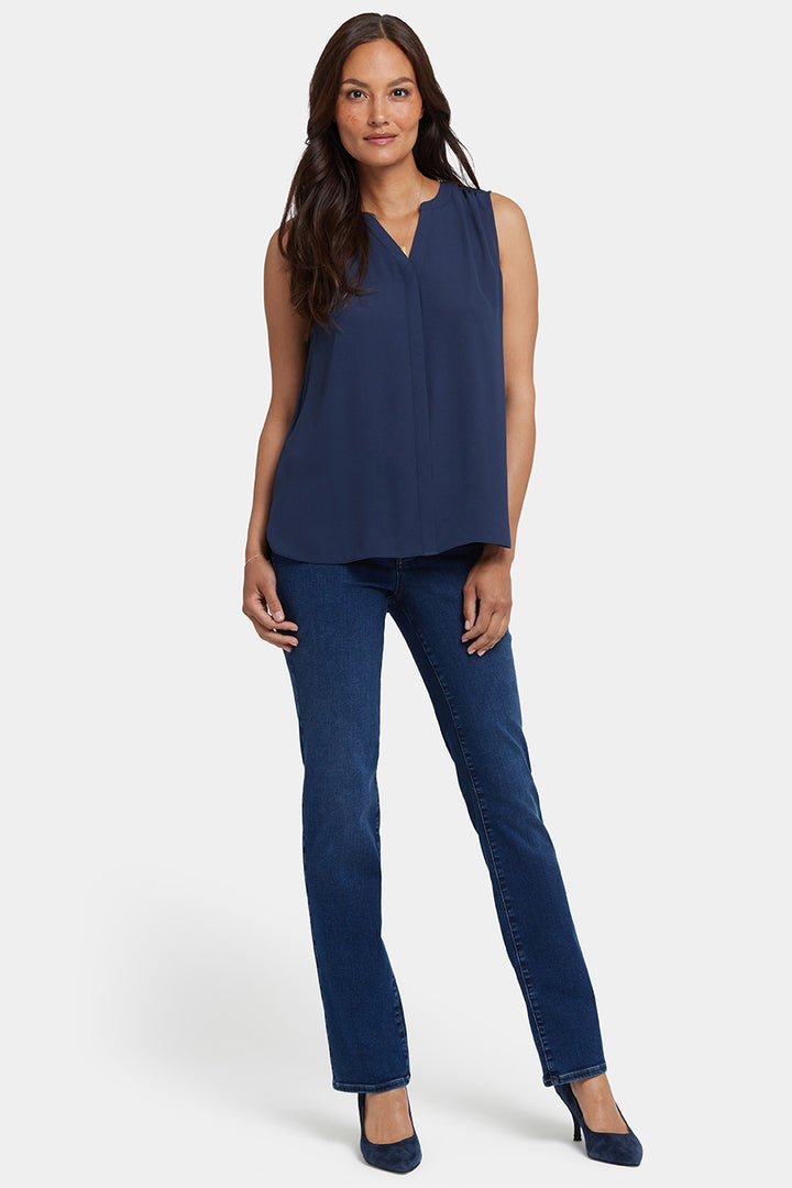 Ärmellose Pintuck-Bluse | Oxford Navy
