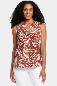 Sleeveless Pintuck Blouse Tropical Print | Arianna | Top | NYDJ