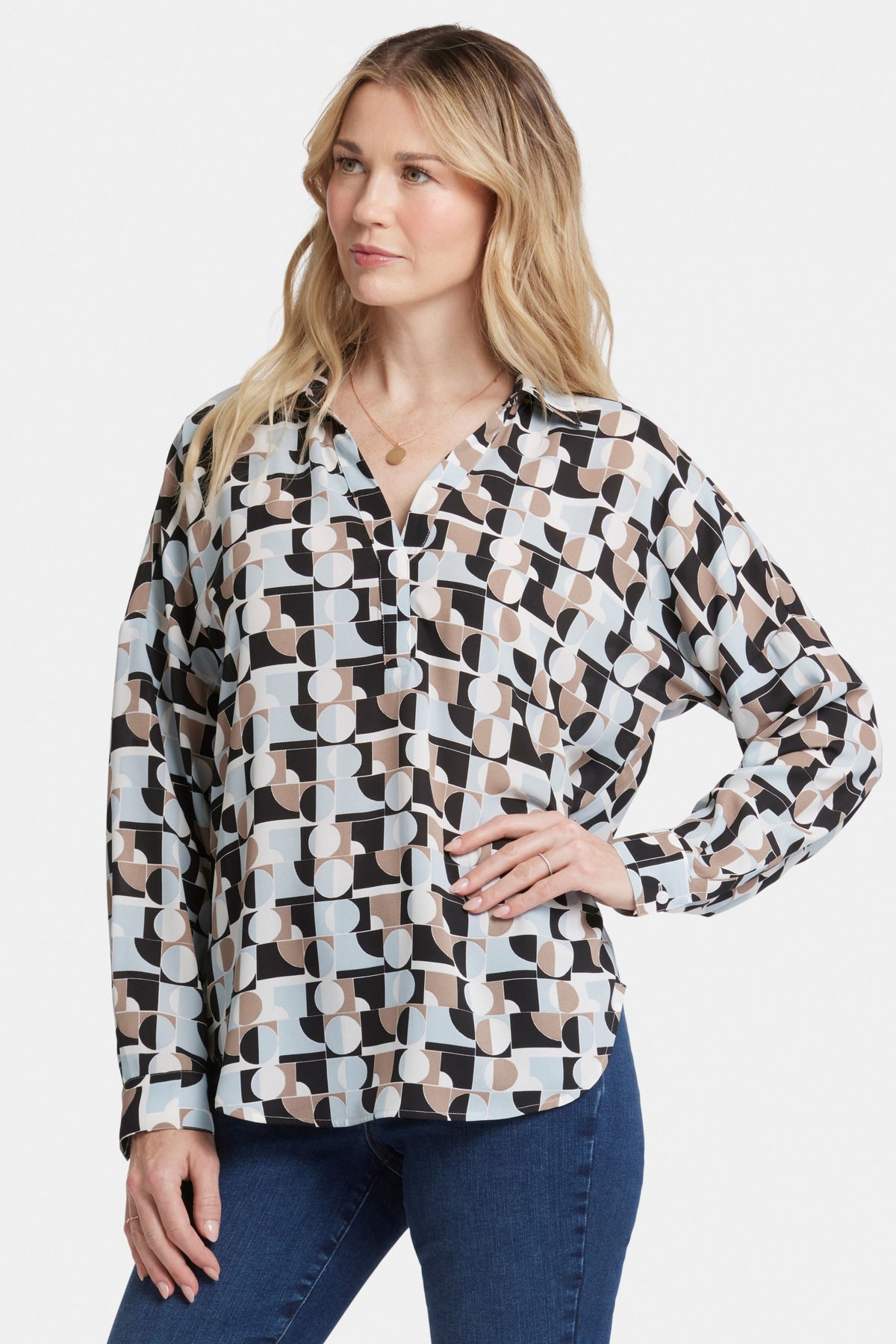 Becky Blouse Graphic Print | Light & Fog | Blouse | NYDJ