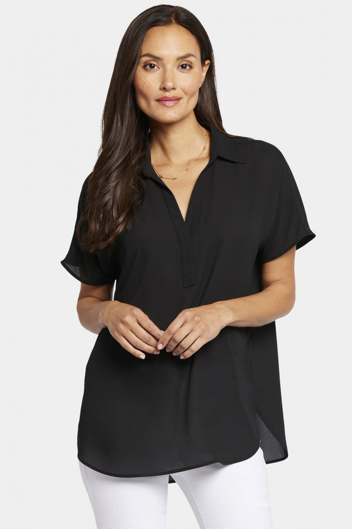 Becky Short Sleeved Blouse | Black | Blouse | NYDJ