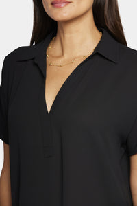 Becky Short Sleeved Blouse | Black | Blouse | NYDJ