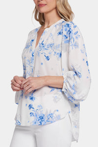 Puff Sleeve Blouse Flower Print | Hannah Grove | Blouse | NYDJ