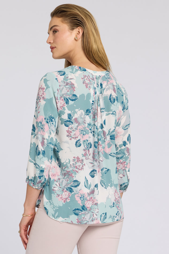 Pintuck Bluse | Floral Mosaic