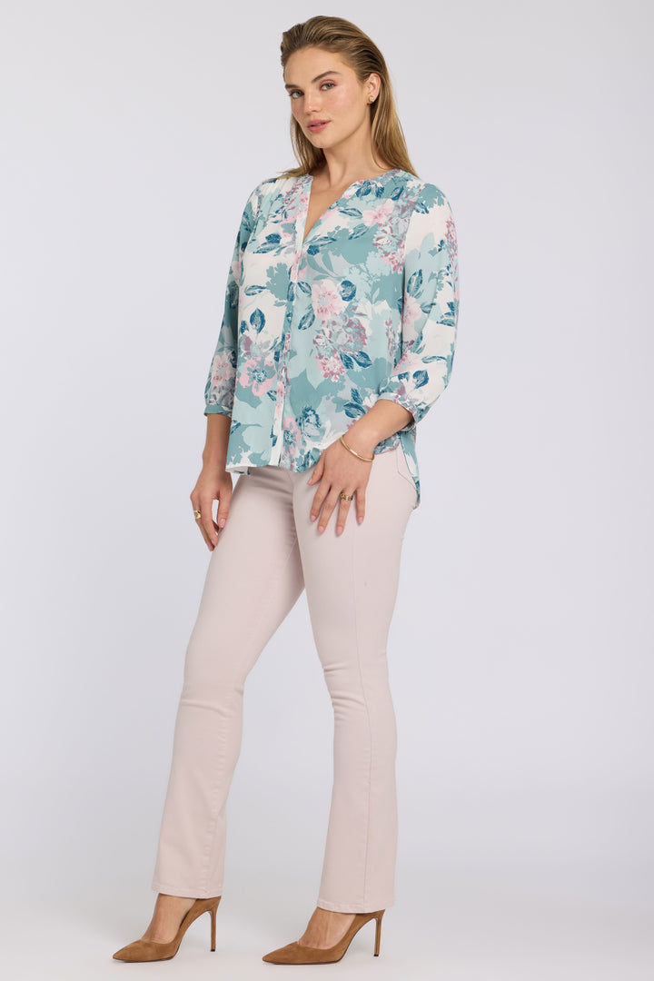 Pintuck Bluse | Floral Mosaic