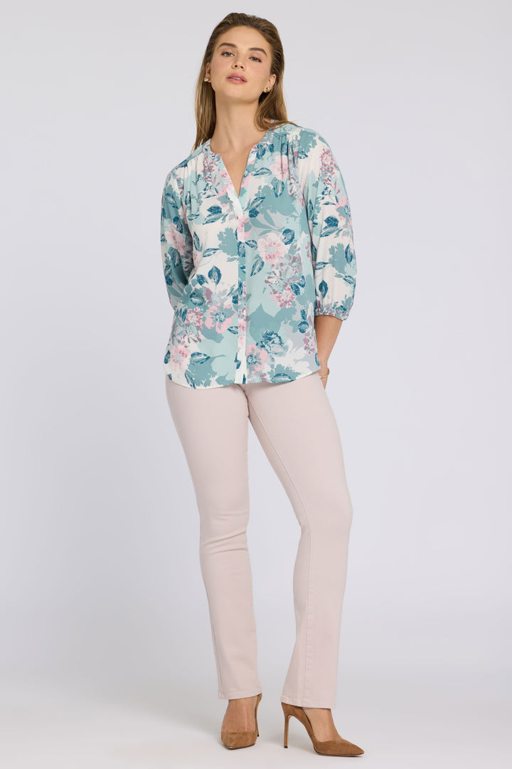 Pintuck Bluse | Floral Mosaic
