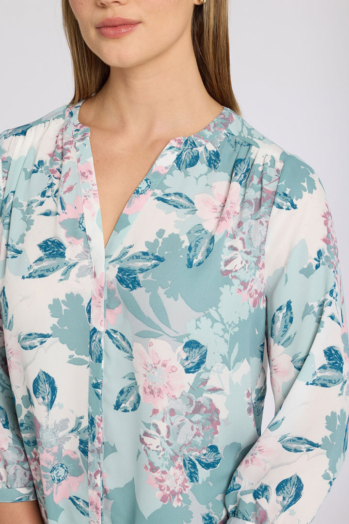 Pintuck Bluse | Floral Mosaic