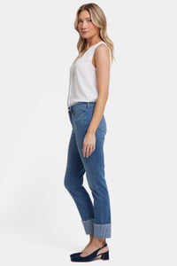 Sheri Slim Ankle Jeans With 4" Striped Cuffs | Costa Brava | Pants | NYDJ