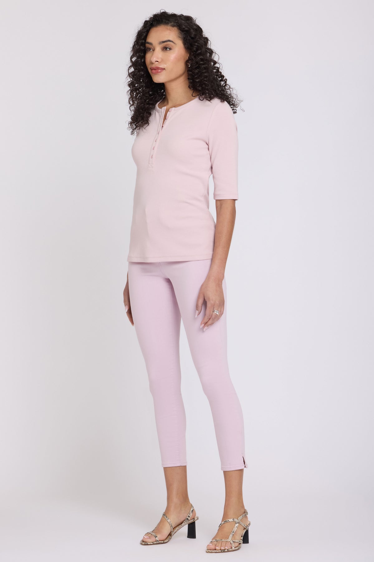 Ribbed Elbow Sleeved Henley | Rock Flower | Top | NYDJ