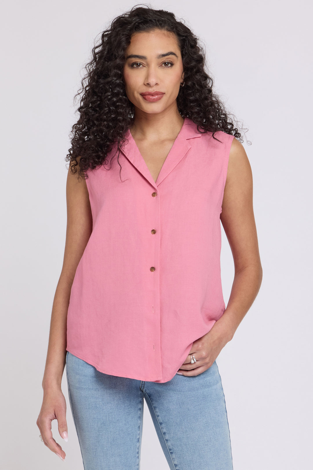 Gabrielle Sleeveless Linen Blouse | Desert Rose | Blouse | NYDJ