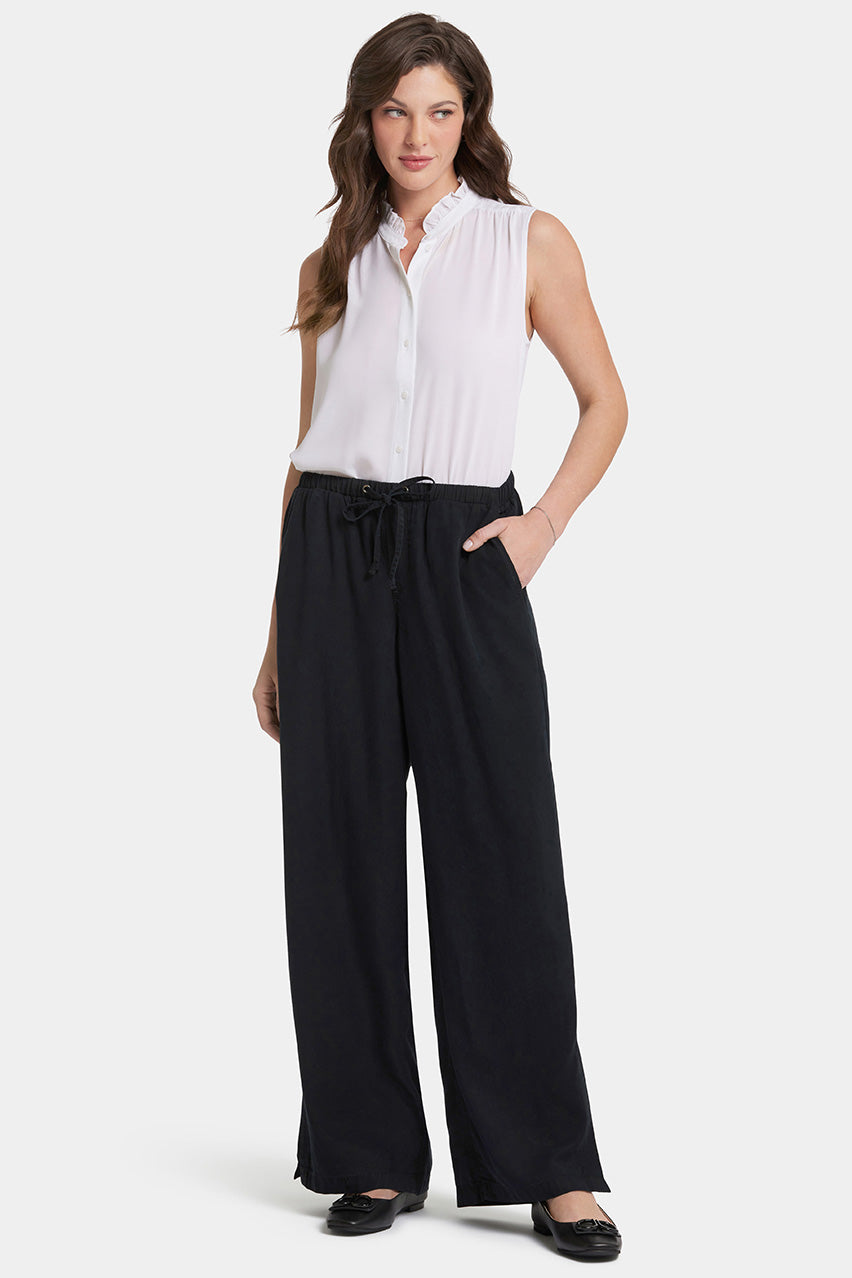 Jayne Wide Leg Pull-On Pants | Overdye Black | Trouser | NYDJ