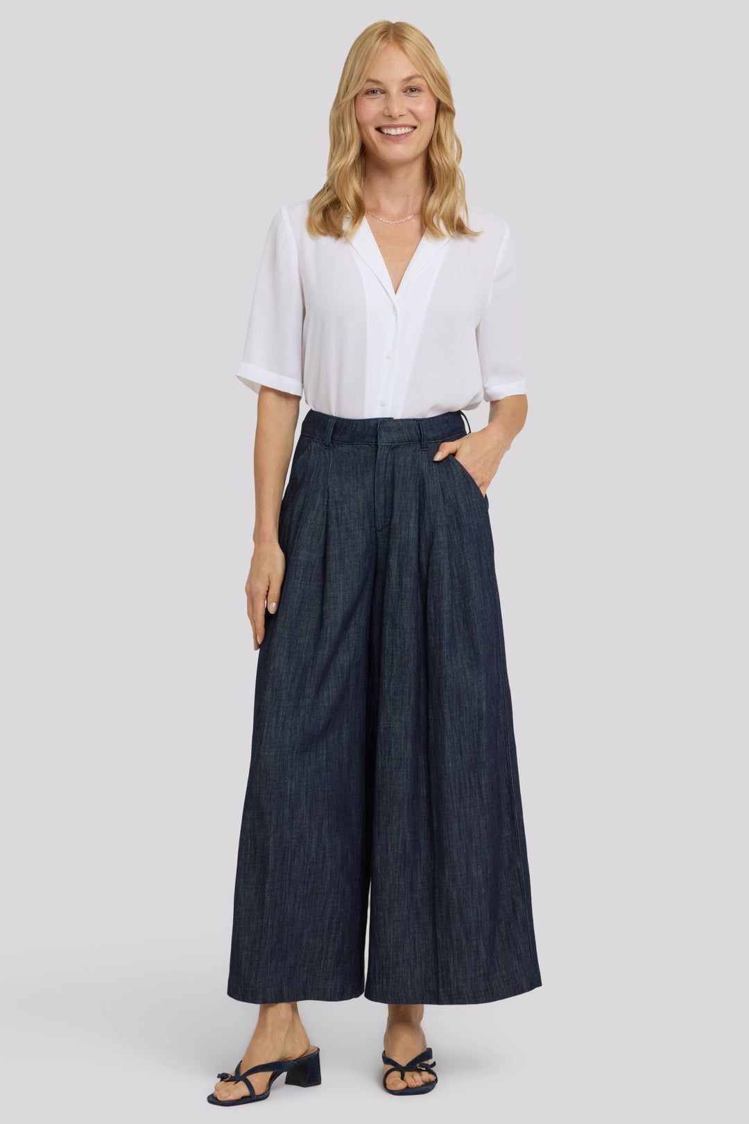 Giselle Wide Leg Ankle Trouser | Dark Indigo | Pants | NYDJ