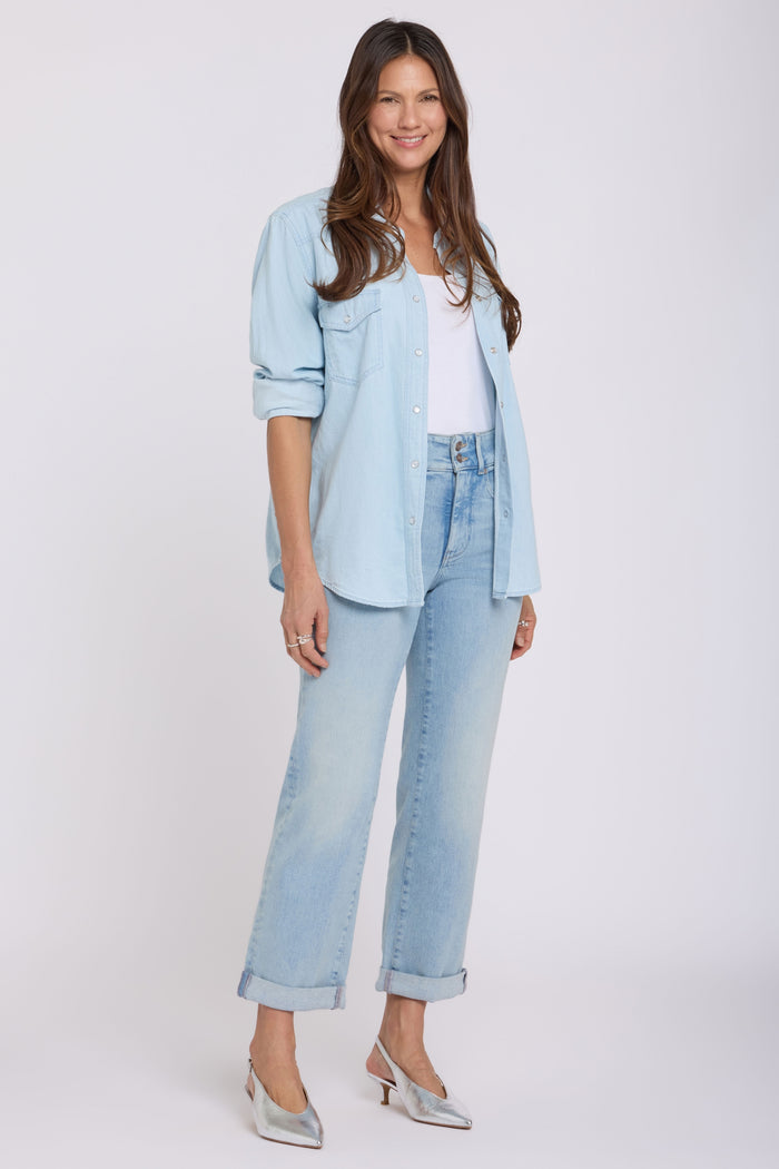Bailey Relaxed Straight Crop Jeans in Re-New Denim mit High Rise | Breezy Palms