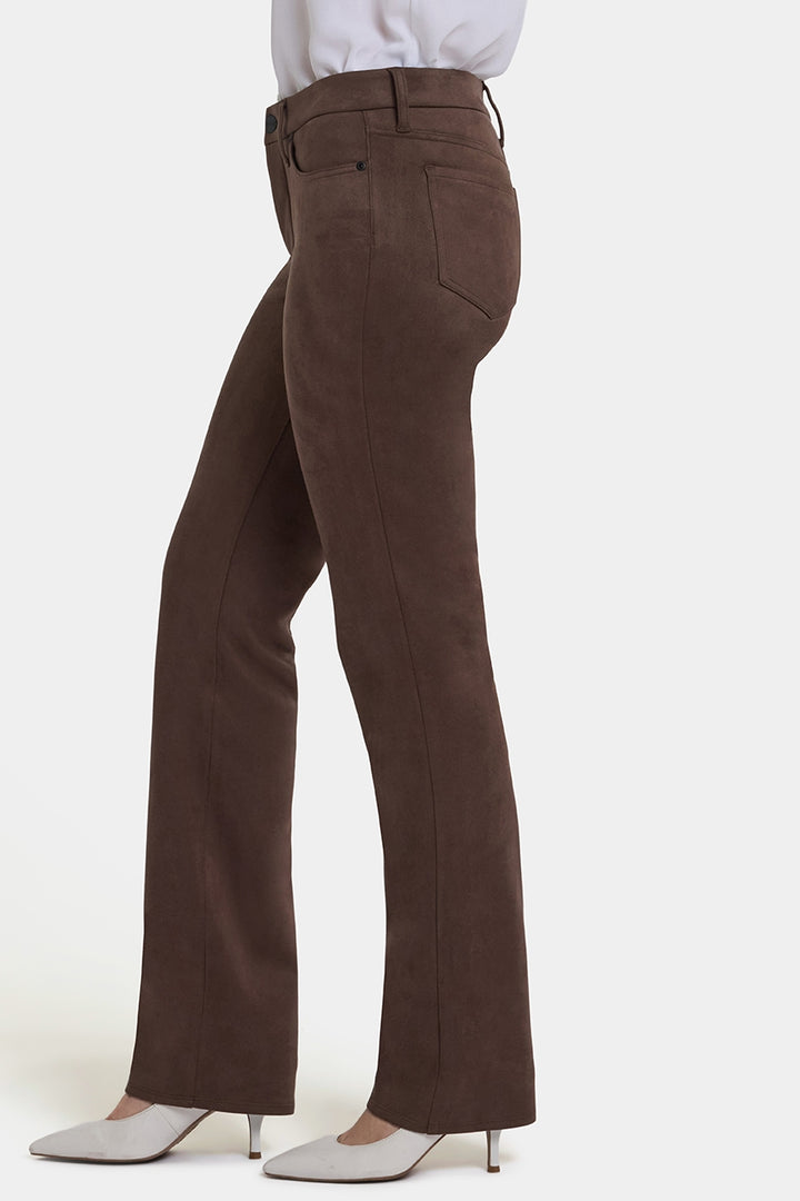 Marilyn Straight Pants in Stretch Faux Suede | Coffee Bean