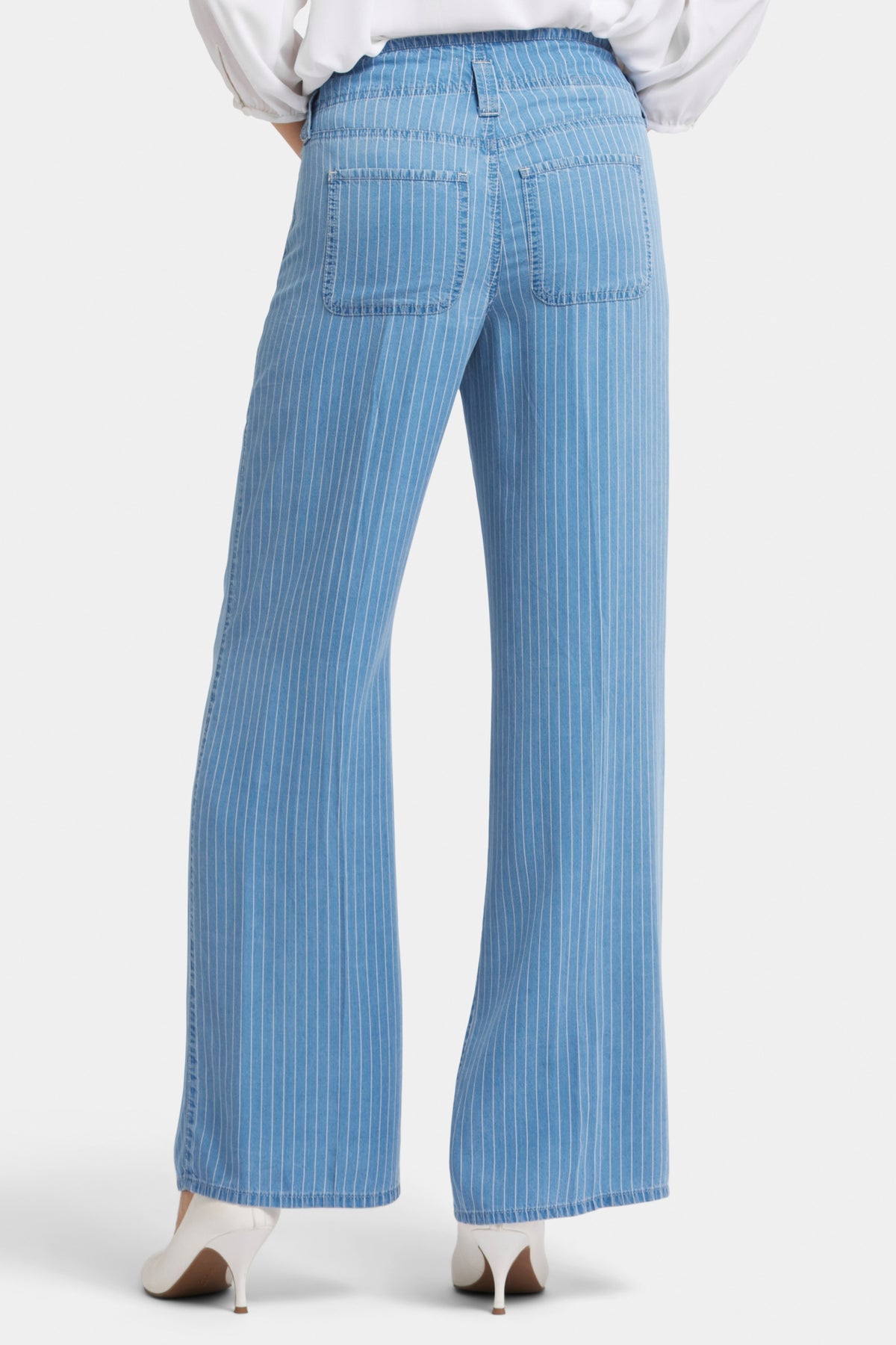 High Rise Teresa Wide Leg Jeans Light Blue Striped Premium Denim | Light Marine Stripe | Pants | NYDJ