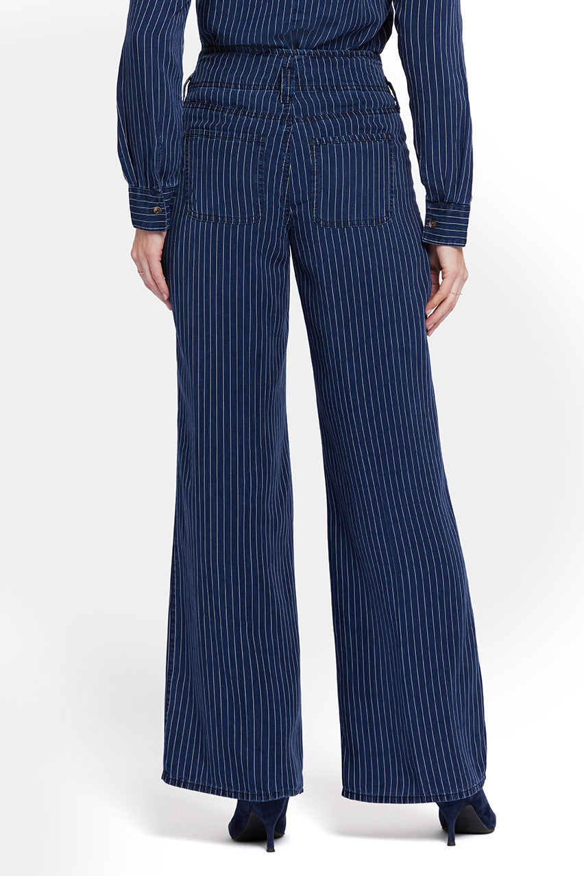 High Rise Teresa Wide Leg Jeans Dark Blue Striped Premium Denim | Dark Ocean Stripe | Pants | NYDJ