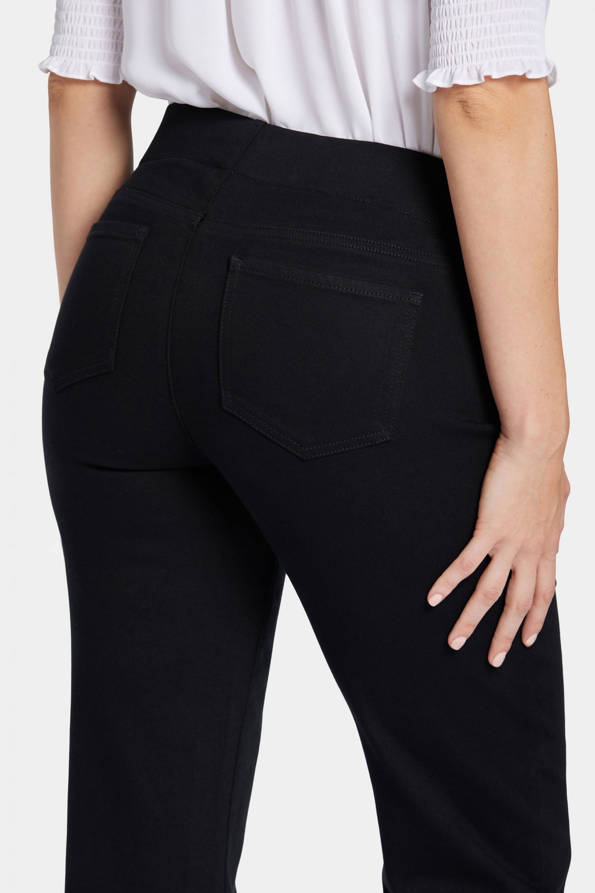 Bailey Relaxed Straight Ankle Pull-On Jeans In Soft-Contour Denim™ | Overdye Black | Pants | NYDJ