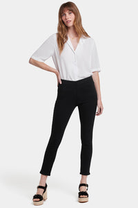 Ami Skinny Ankle Pull-On Jeans In Soft-Contour Denim™ With Side Slits | Overdye Black | Pants | NYDJ