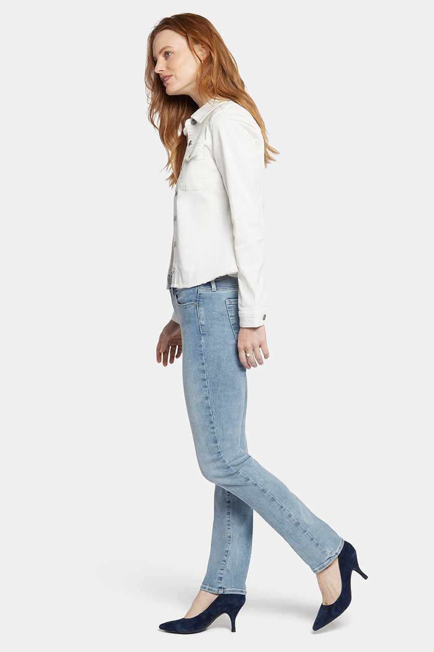 Frayed Hem Jacket In Stretch Twill | Optic White | Jacket | NYDJ