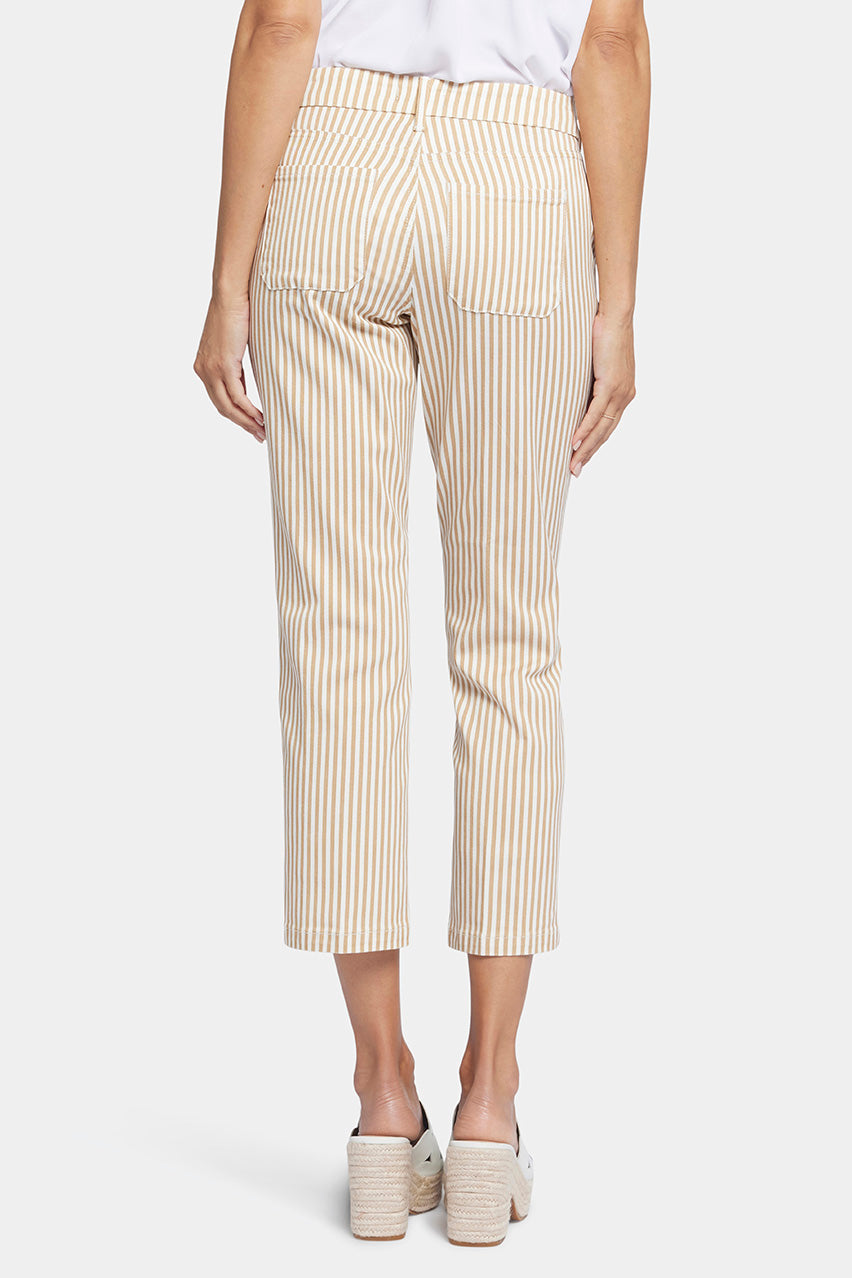 Straight Leg Ankle Trouser Beige Stretch Twill | Sunbird Stripe | Non Denim | NYDJ