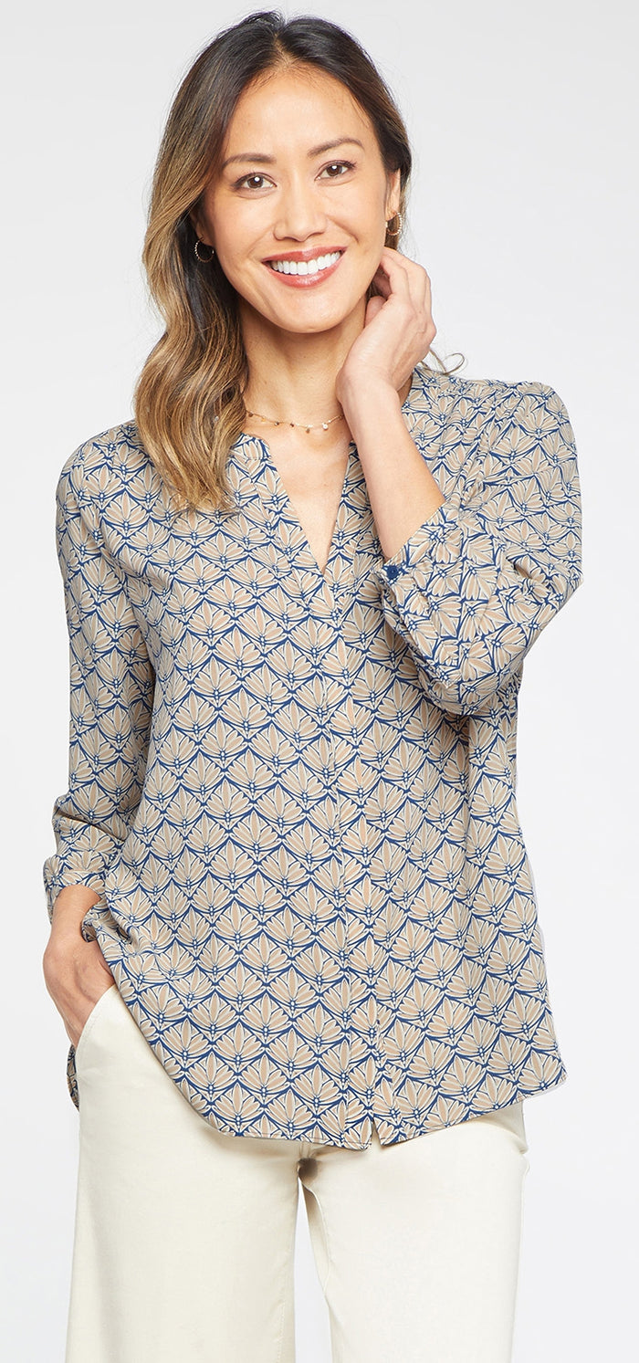 Pintuck Blouse Graphic Print | Taramore Geo | Blouse | NYDJ