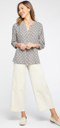 Pintuck Blouse Graphic Print | Taramore Geo | Blouse | NYDJ