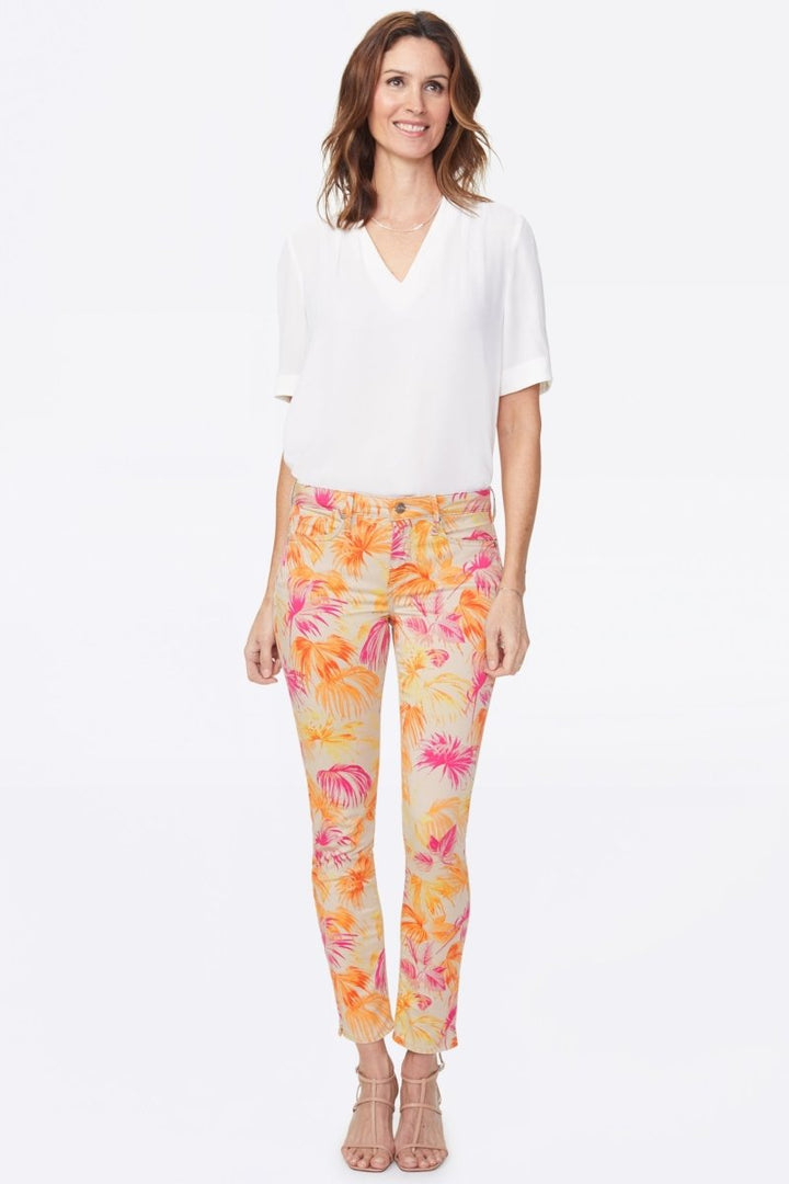 Alina Skinny Ankle Jeans Premium Denim Imprimé | Beach Garden Clementine | Non Denim | NYDJ