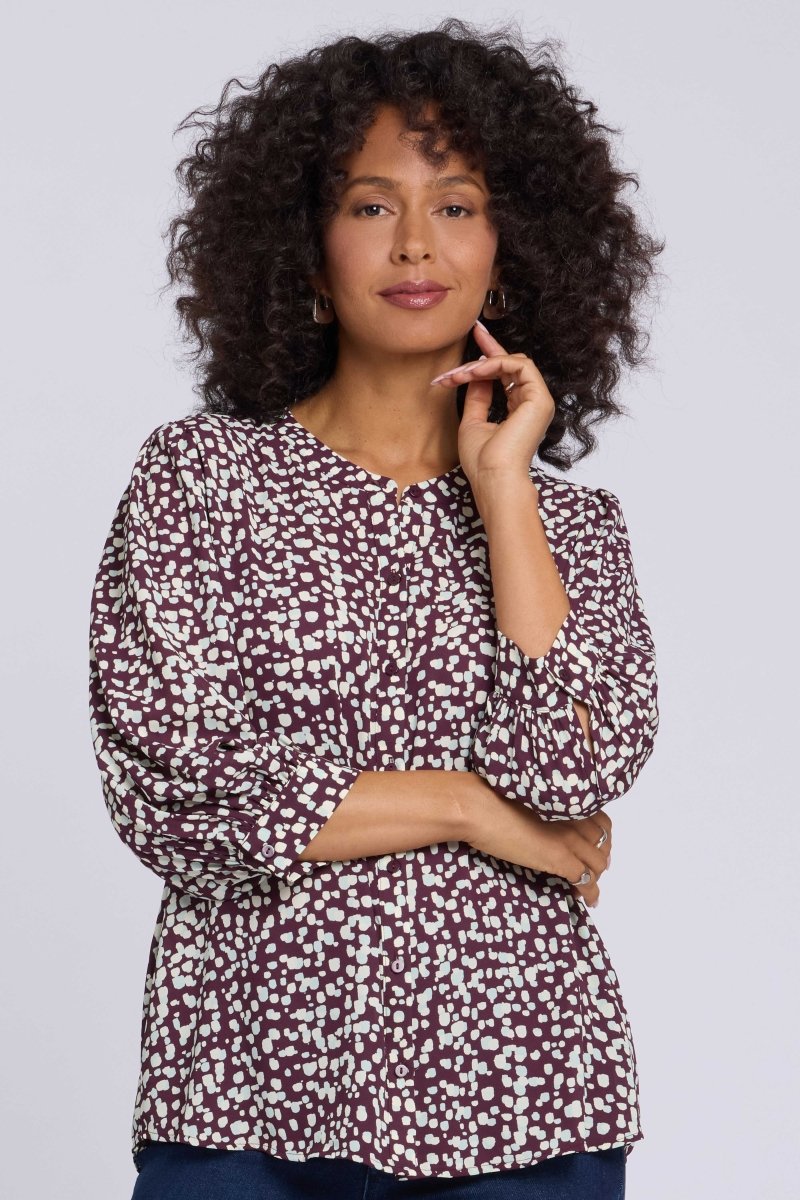Bonnie Blouse | Random Dots Wine Sorbet - NYDJ
