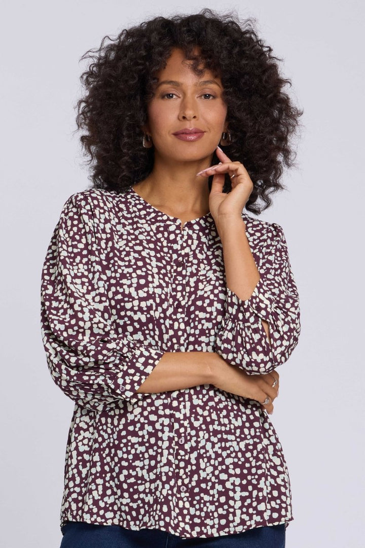 Bonnie Blouse | Random Dots Wine Sorbet - NYDJ