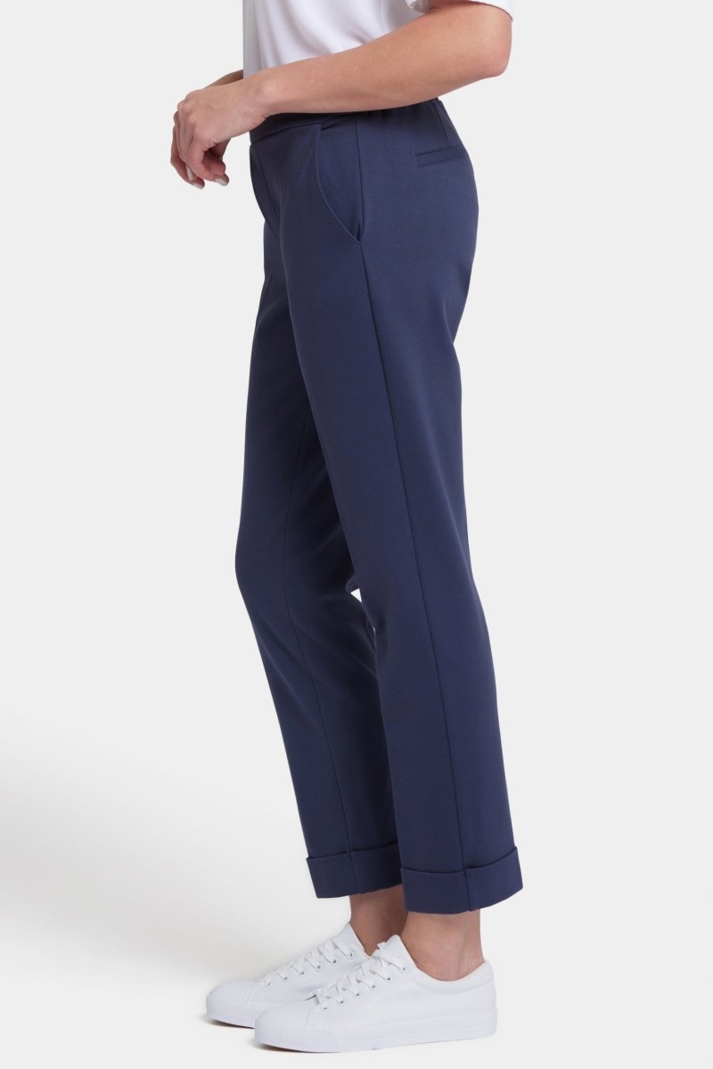 Cassidy Ankle Pull-On Trouser Pants In Ponte Knit With Cuffs | Oxford Navy | Pants | NYDJ