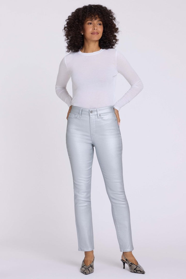Coated Sheri Slim Straight Jeans | Coated Silver - NYDJ