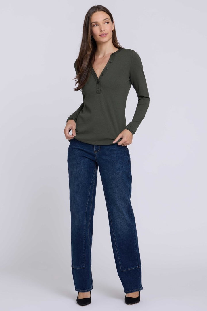 Emery Ribbed Henley | True Olive - NYDJ