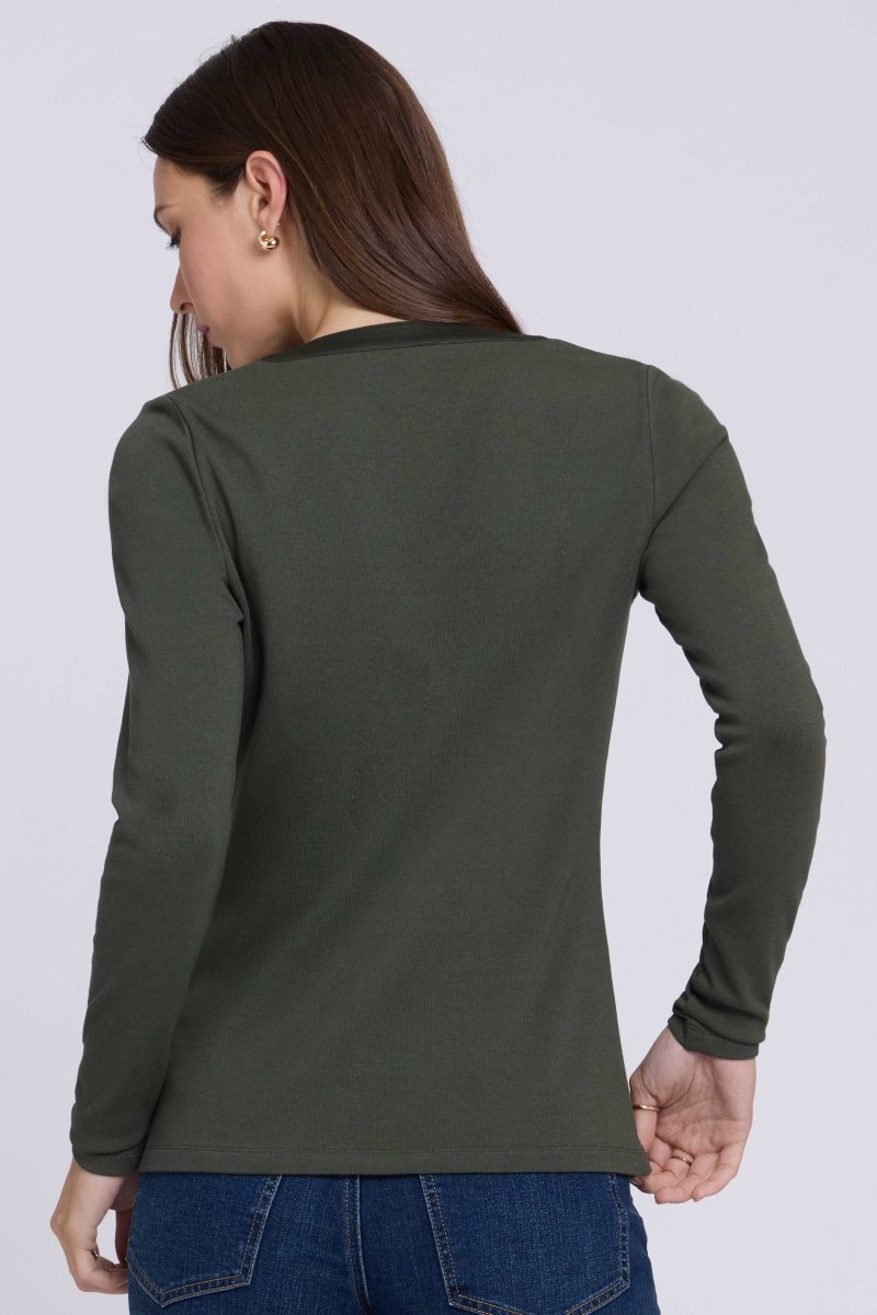 Emery Ribbed Henley | True Olive - NYDJ