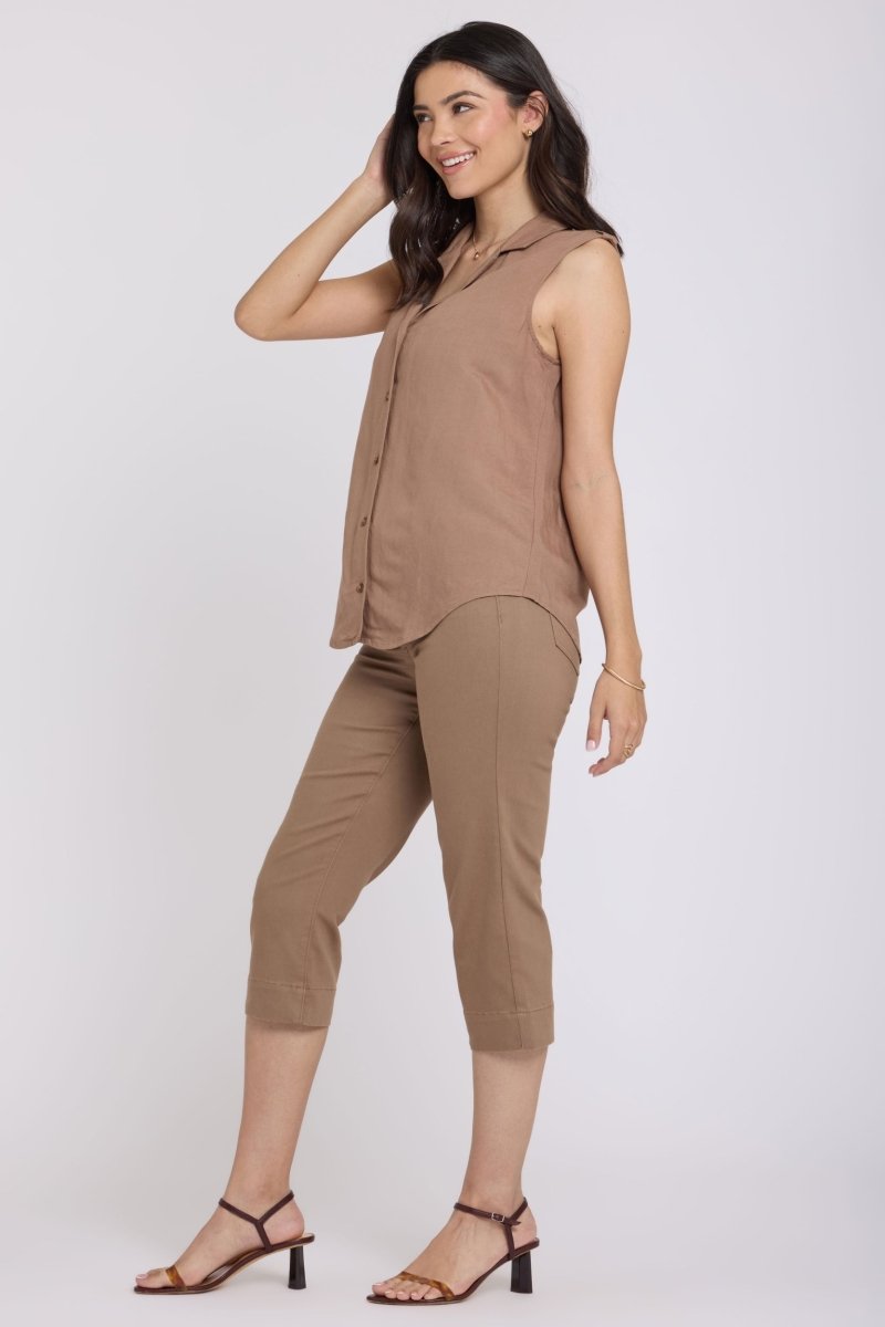 Gabrielle Sleeveless Linen Blouse | Toasted Coconut | Blouse | NYDJ