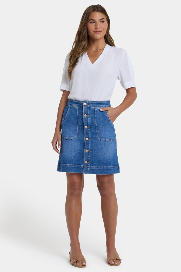 High Rise A-Line Utility Denim Skirt | Blue Paradise | Denim | NYDJ