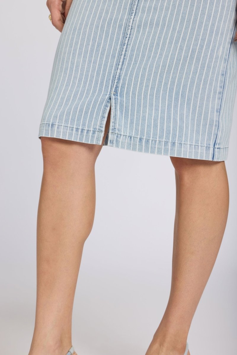 High Rise Denim Skirt | Azure Stripe | Denim | NYDJ