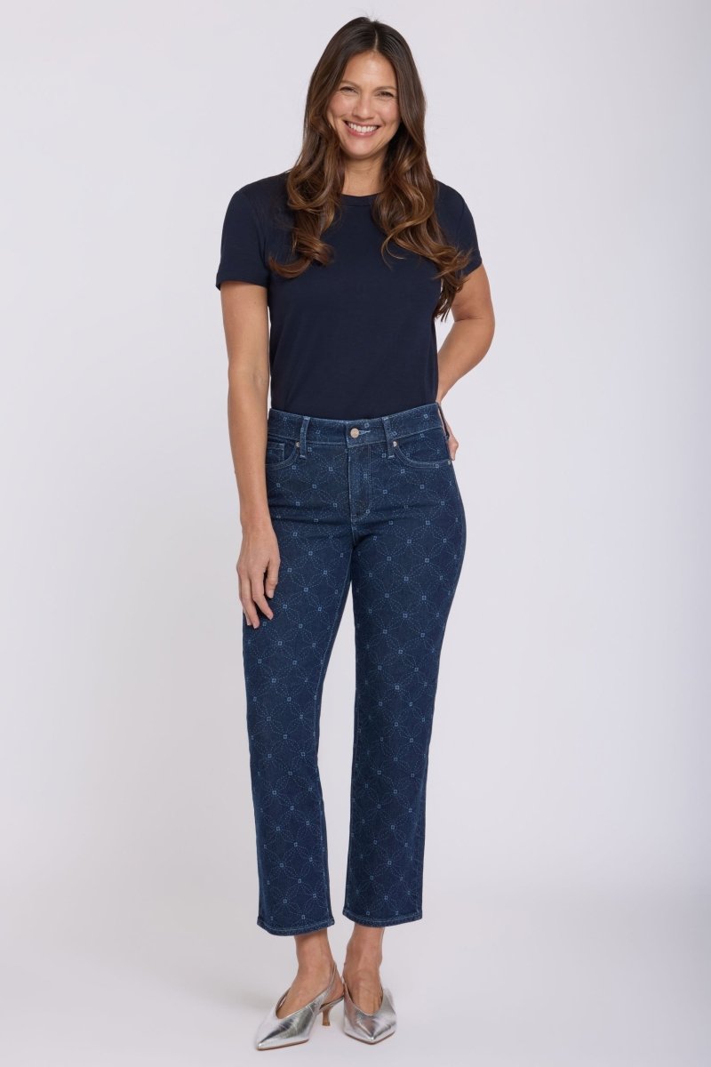 Marilyn Straight Ankle Jeans | Geo Flower Print | Denim | NYDJ