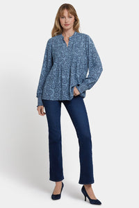 Pleated Peasant Blouse | Rain Garden | Blouse | NYDJ